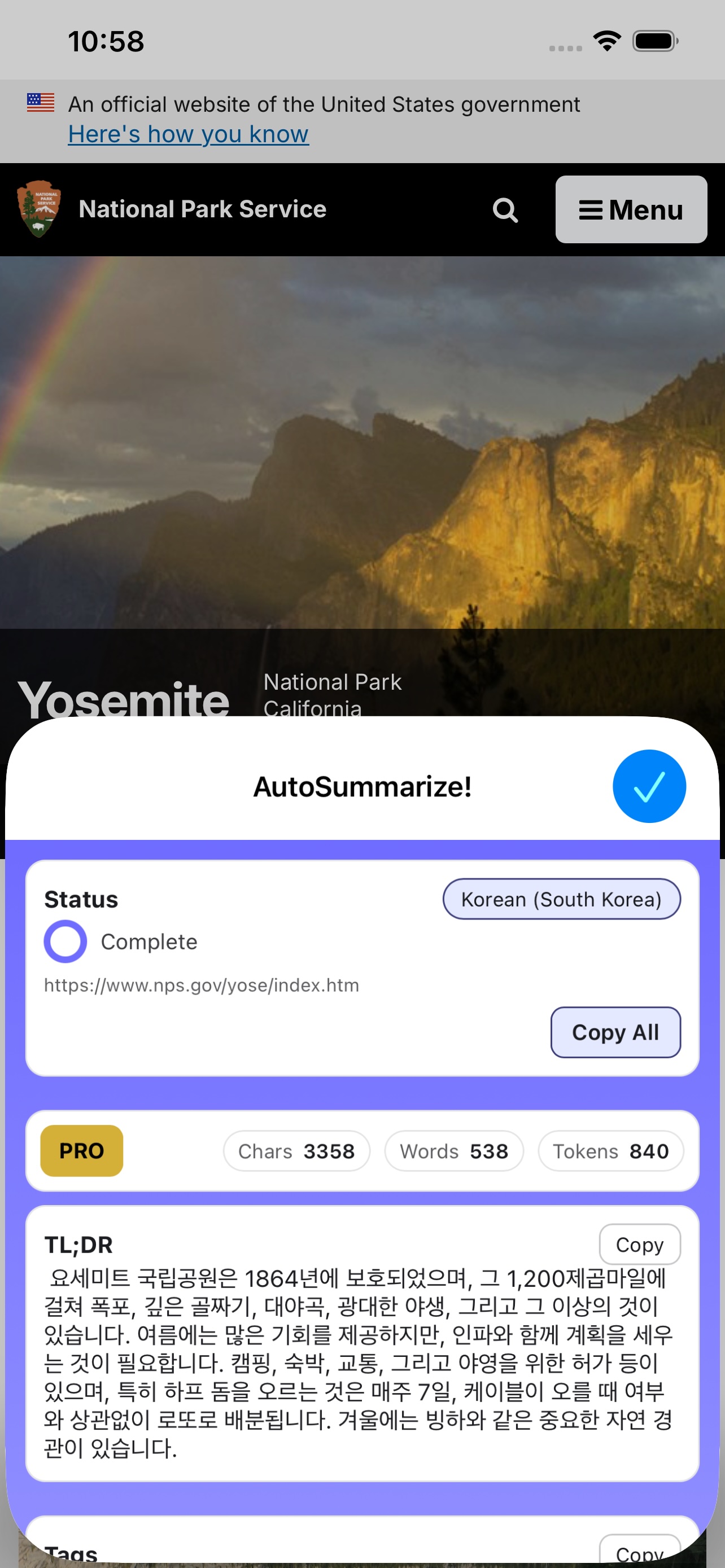AutoSummarize! 미리보기